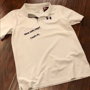 XL white Under Armour polo. Heat gear SPF 50